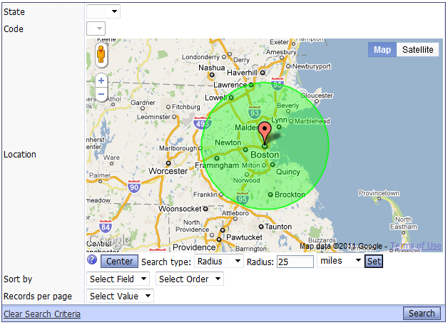 Search For 25 Miles Around Boston